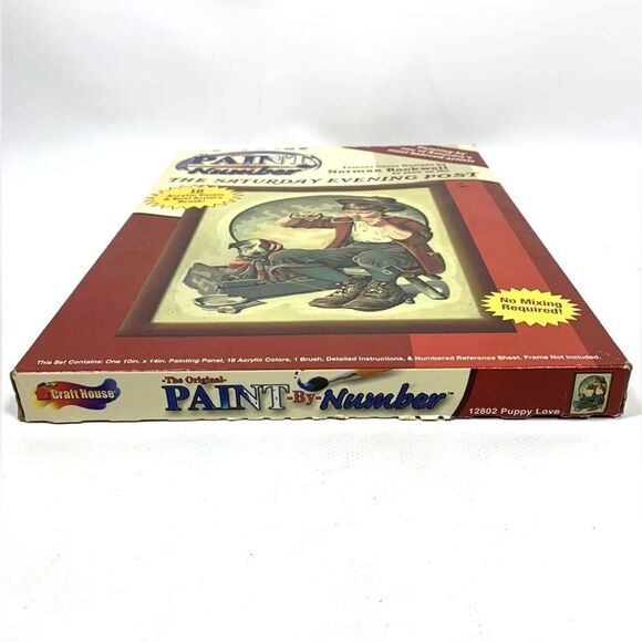 Vintage Paint By Number Norman Rockwell Saturday Evening Post PUPPY LOVE NIB - Picture 7 of 9